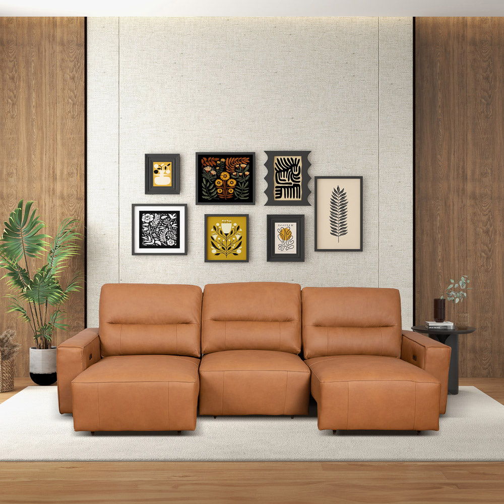 Grant - Triple Power Convertible Sofa - Cognac by HouseOfZazla