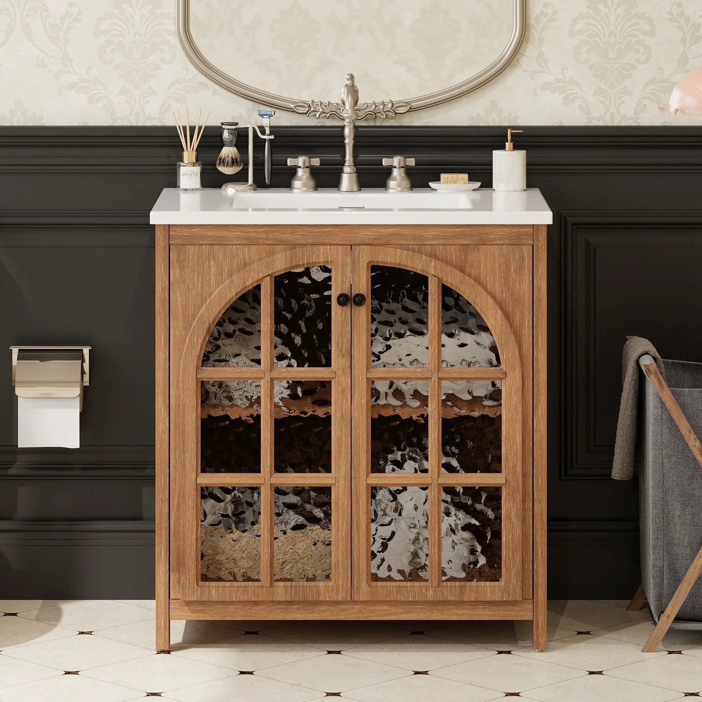 Vintage Farmhouse Bathroom Vanity with Ceramic Sink by HouseOfZazla