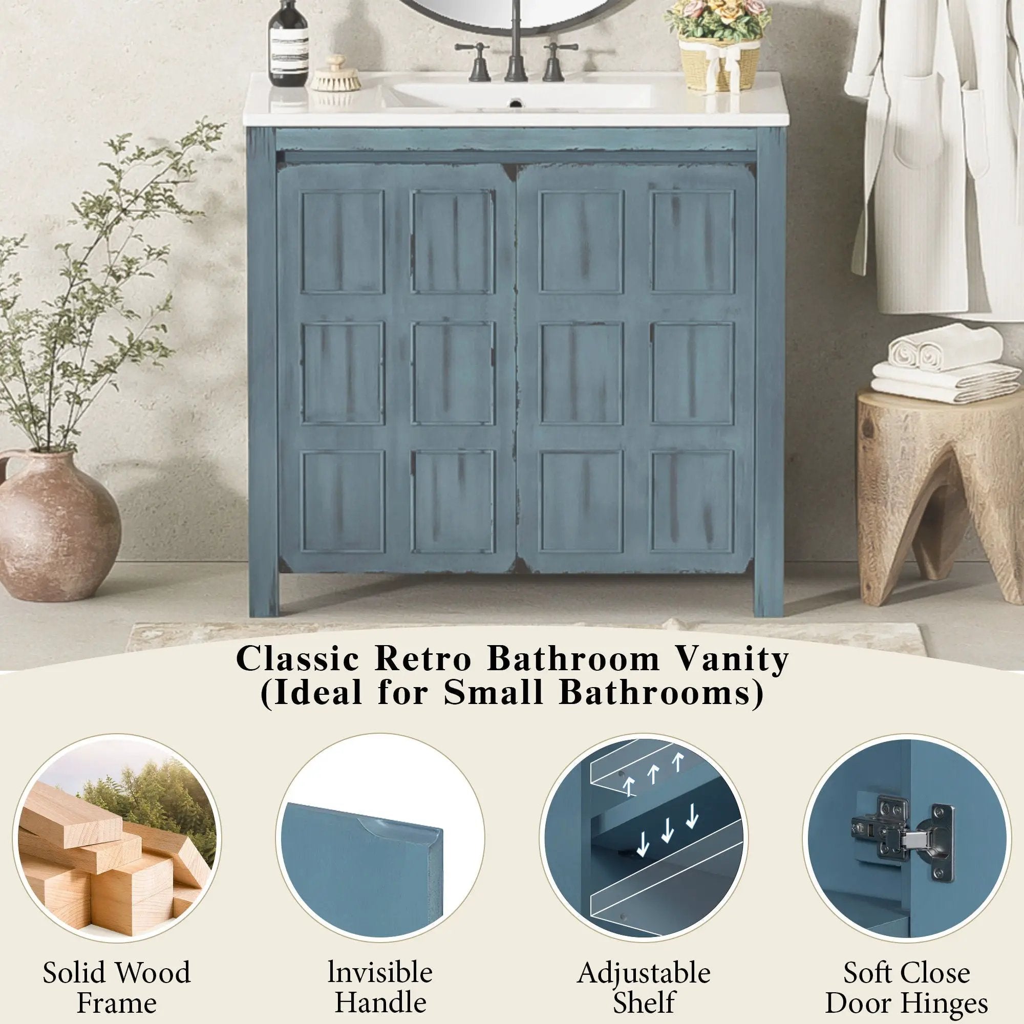 Bathroom Vanity Organizer With Sink, Combo Cabinet Set, Bathroom Storage Cabinet