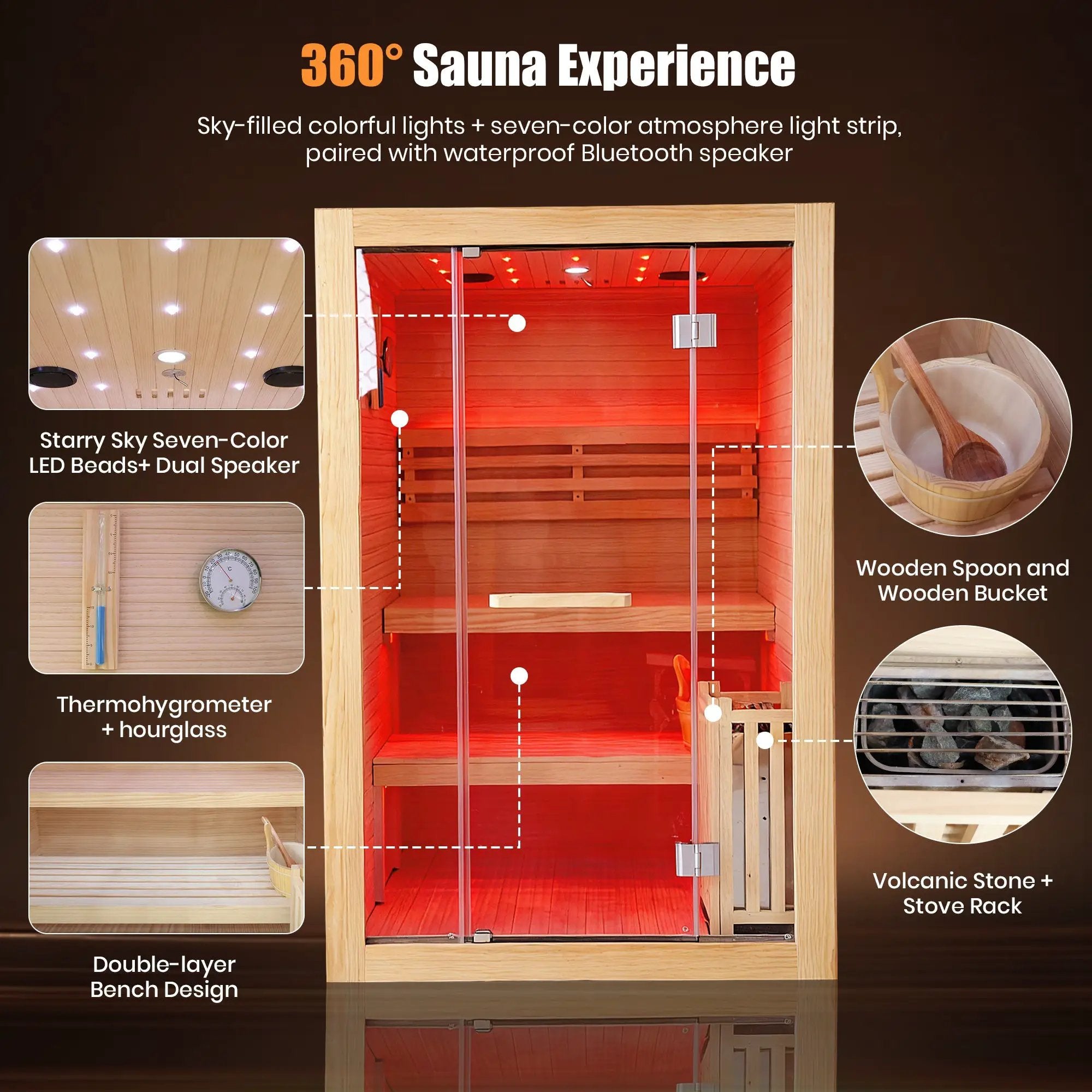 Double-Person 3000W Heating Furnace Sauna Room by HouseOfZazla