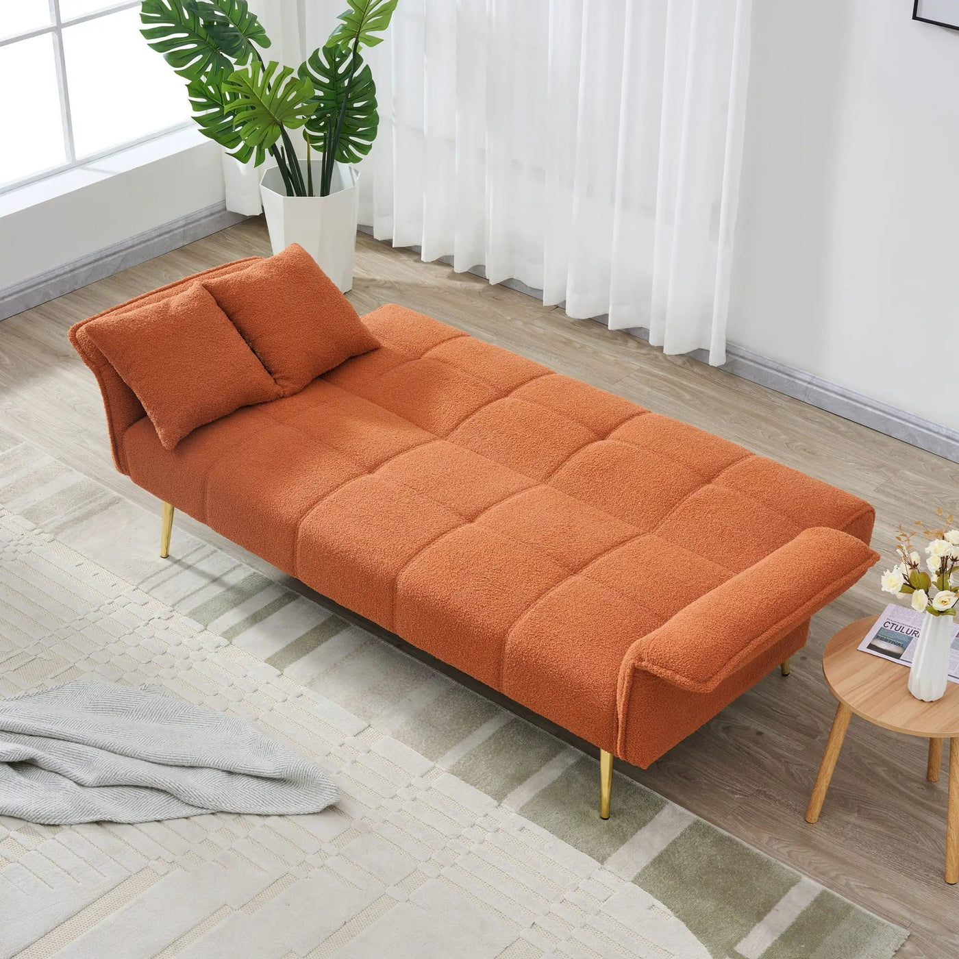 Convertible Double Futon Sofa Bed With Folding Armrests For Living Rooms by HouseOfZazla