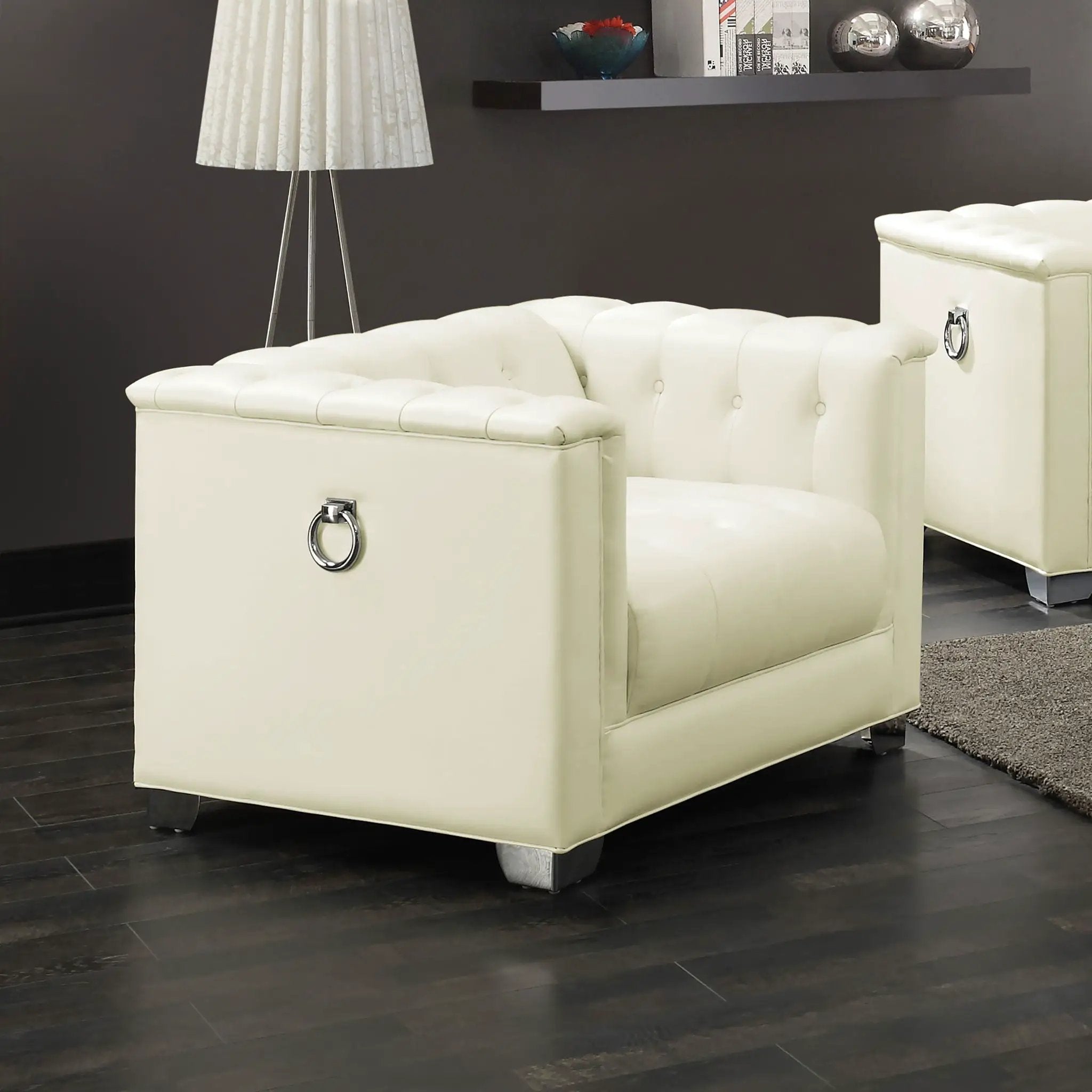 Earline - Upholstered Track Arm Accent Chair - White