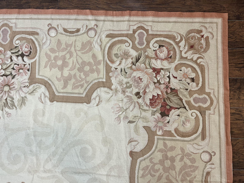 10x14 Aubusson Rug, Wool Handmade Vintage Carpet, French European Design, Elegant by Jewel Rugs