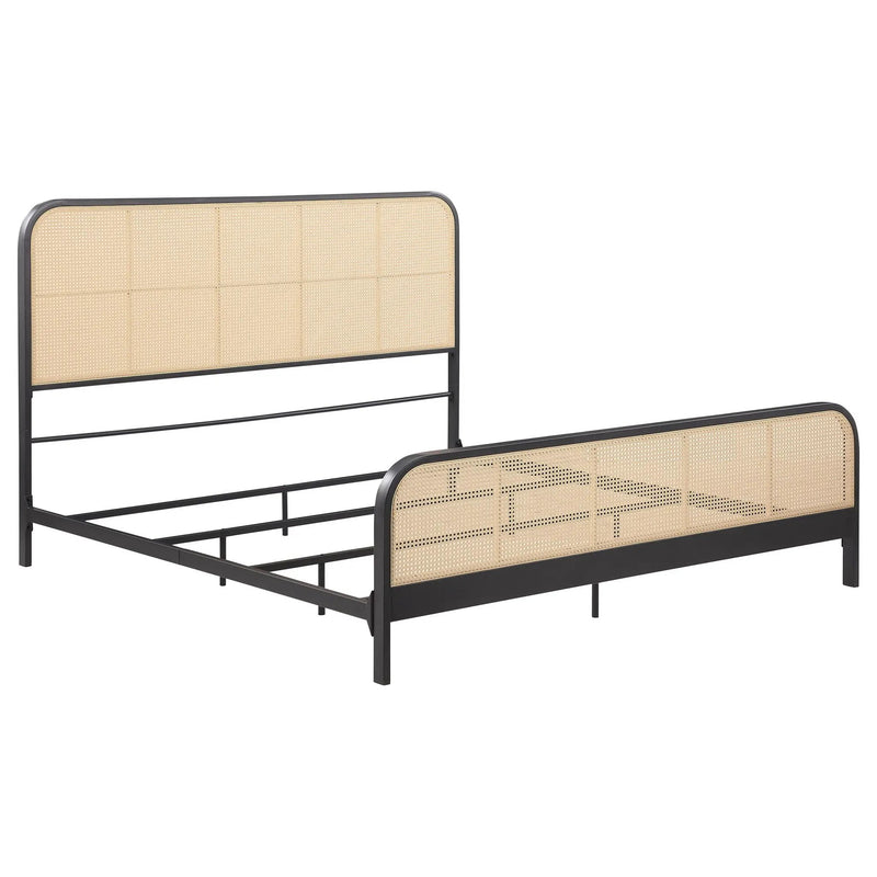 Lanewood Open Cane Webbing Metal Eastern King Bed Black by Unique Piece Furniture