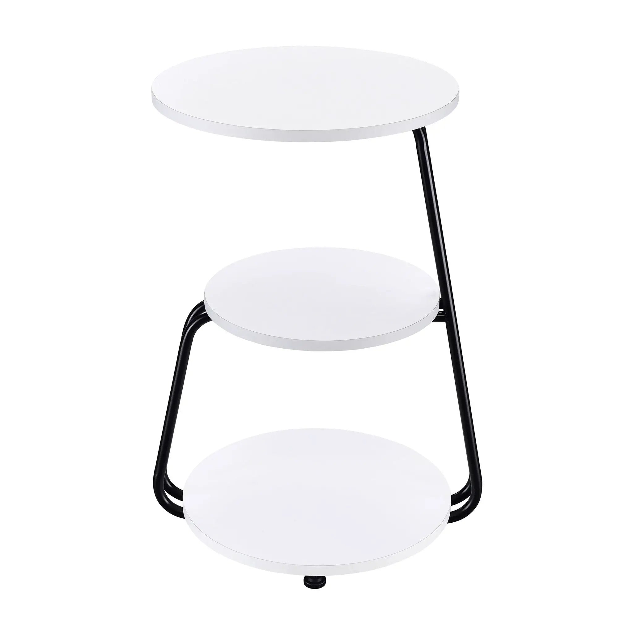 Hilly 3-tier Round Accent Side Table White and Black by Unique Piece Furniture