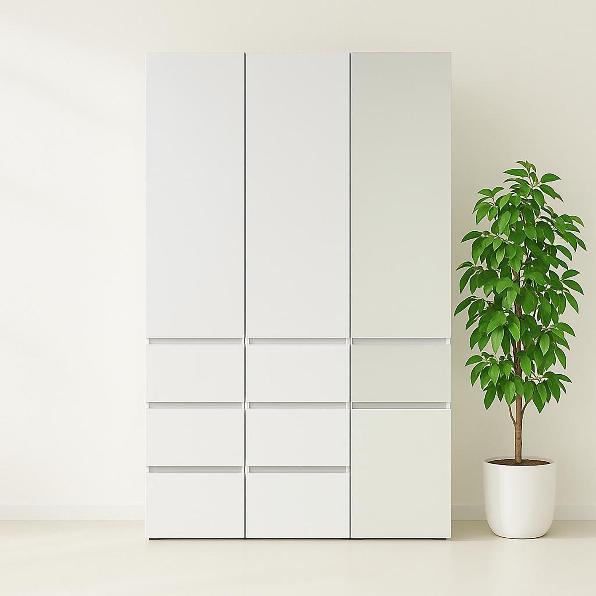 Elise - Modular Closet System With Mirror - White - Wood by HouseOfZazla