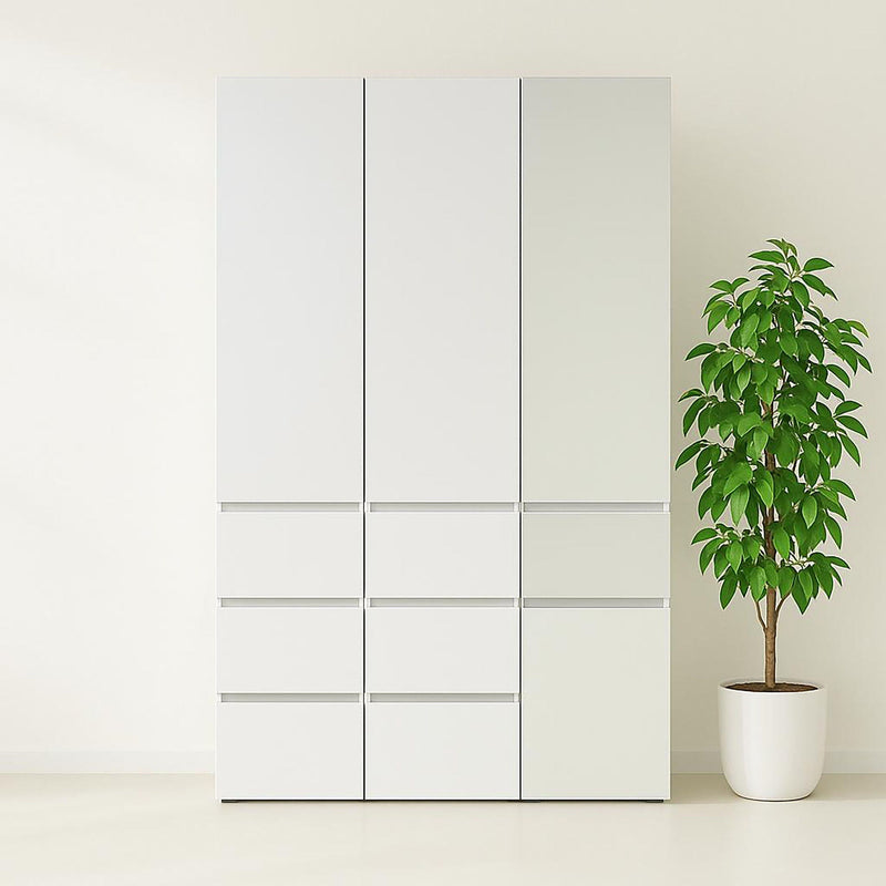 Elise - Modular Closet System With Mirror - White - Wood by HouseOfZazla