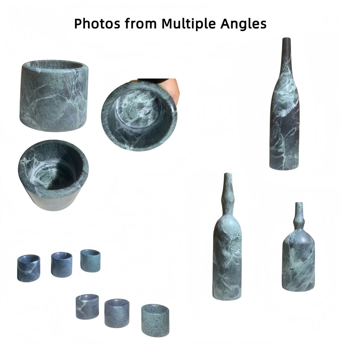 7 Pieces Luxury Natural Marble Living Room Accessories Set by Unique Piece Furniture