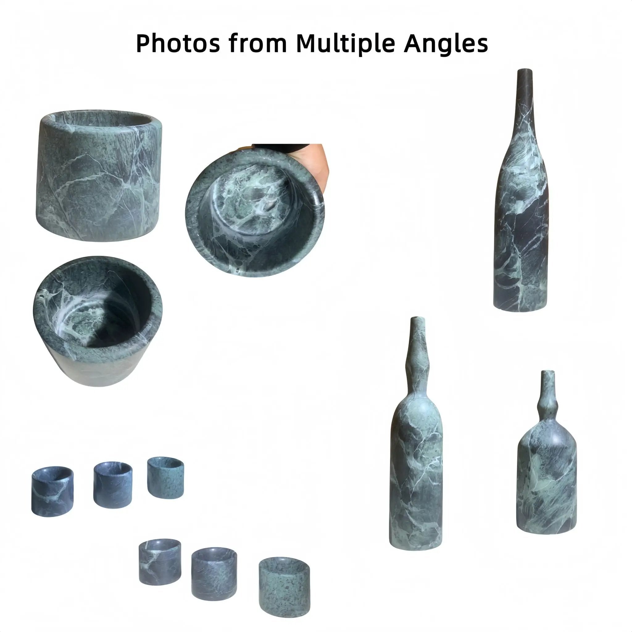 7 Pieces Luxury Natural Marble Living Room Accessories Set by Unique Piece Furniture