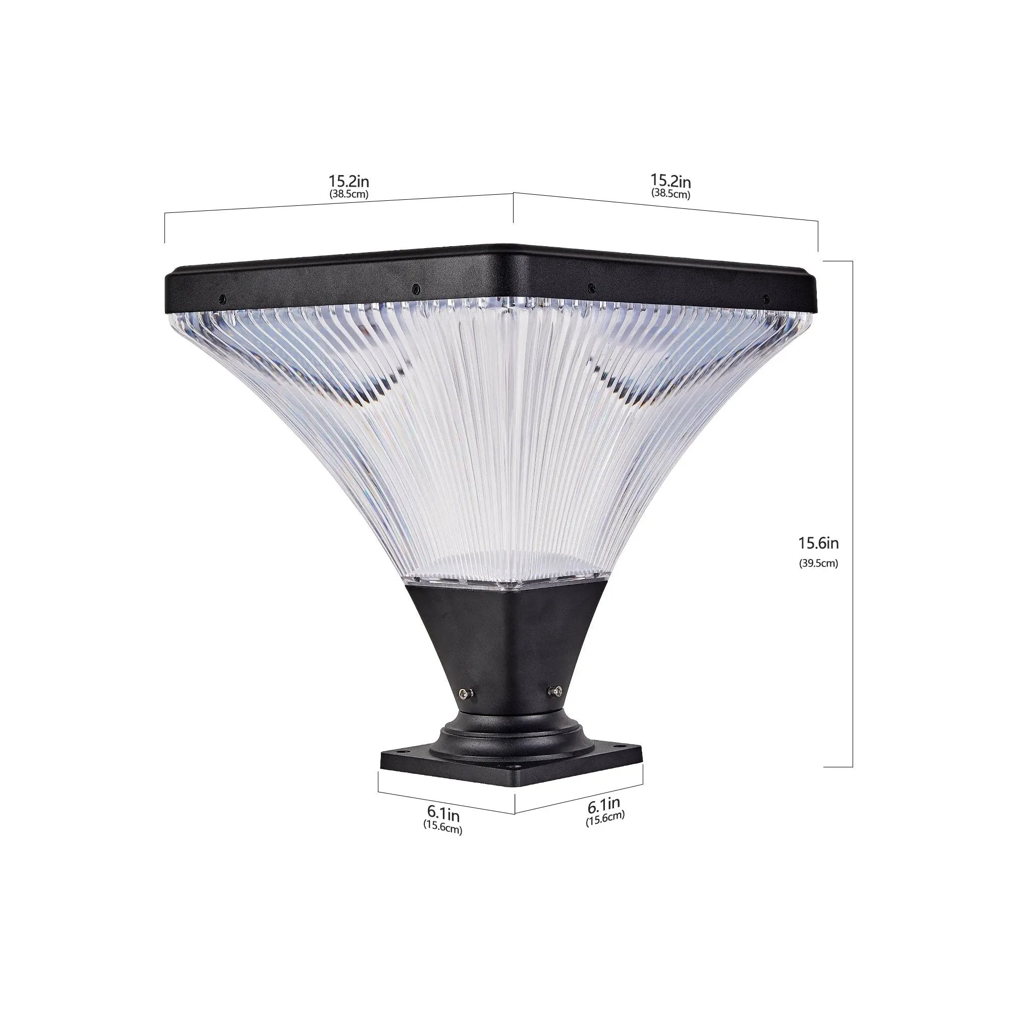 15" Black Outdoor Post Light - LED with Remote Control by HouseOfZazla
