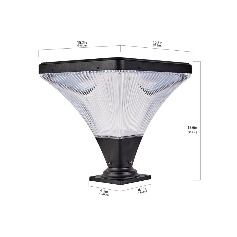 15" Black Outdoor Post Light - LED with Remote Control by HouseOfZazla
