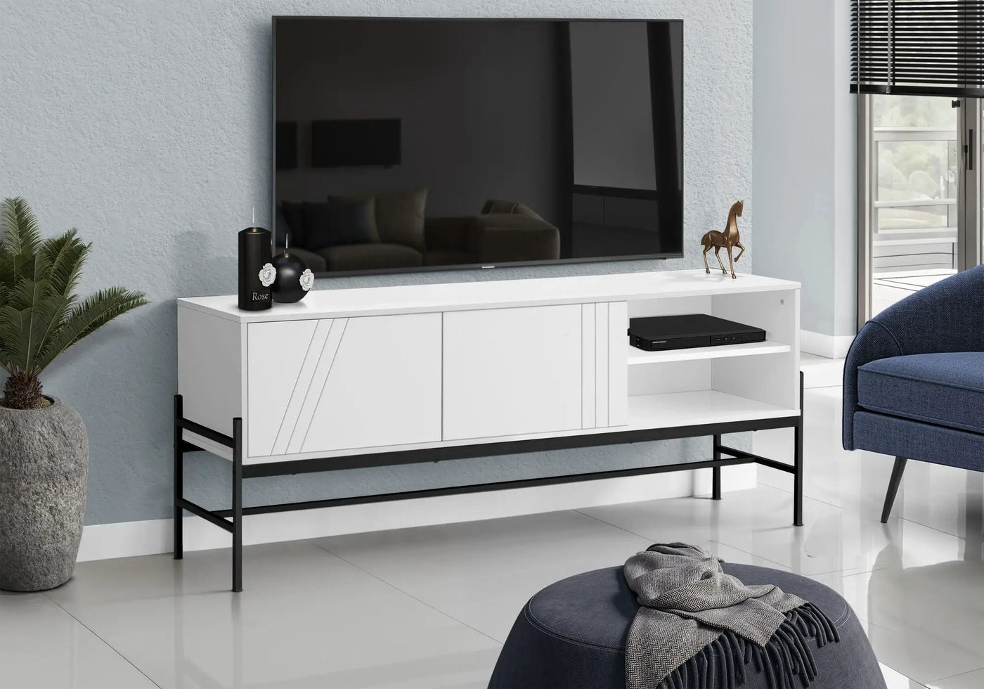 Contemporary 60-Inch TV Stand Console with Storage Cabinet by HouseOfZazla