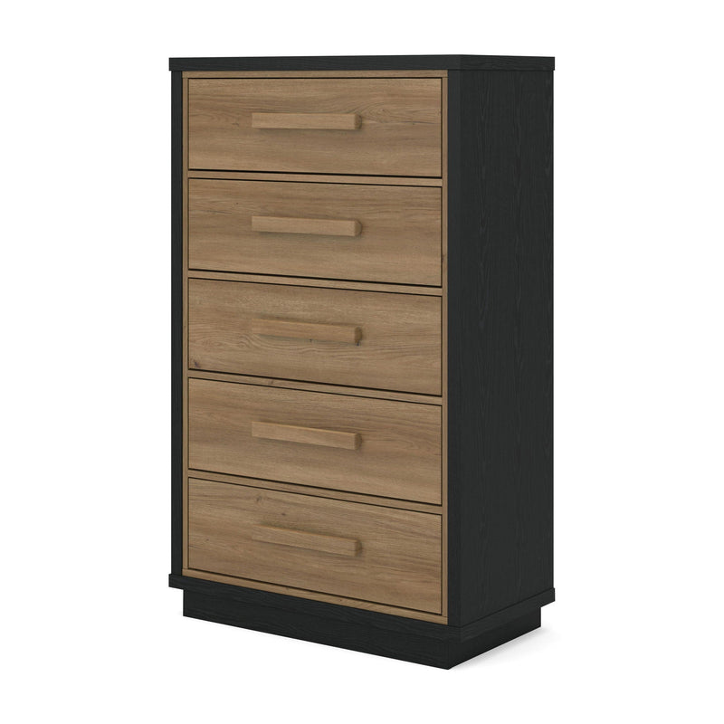 Kozmour - Five Drawer Chest - Black / Brown, photo 2 of 7