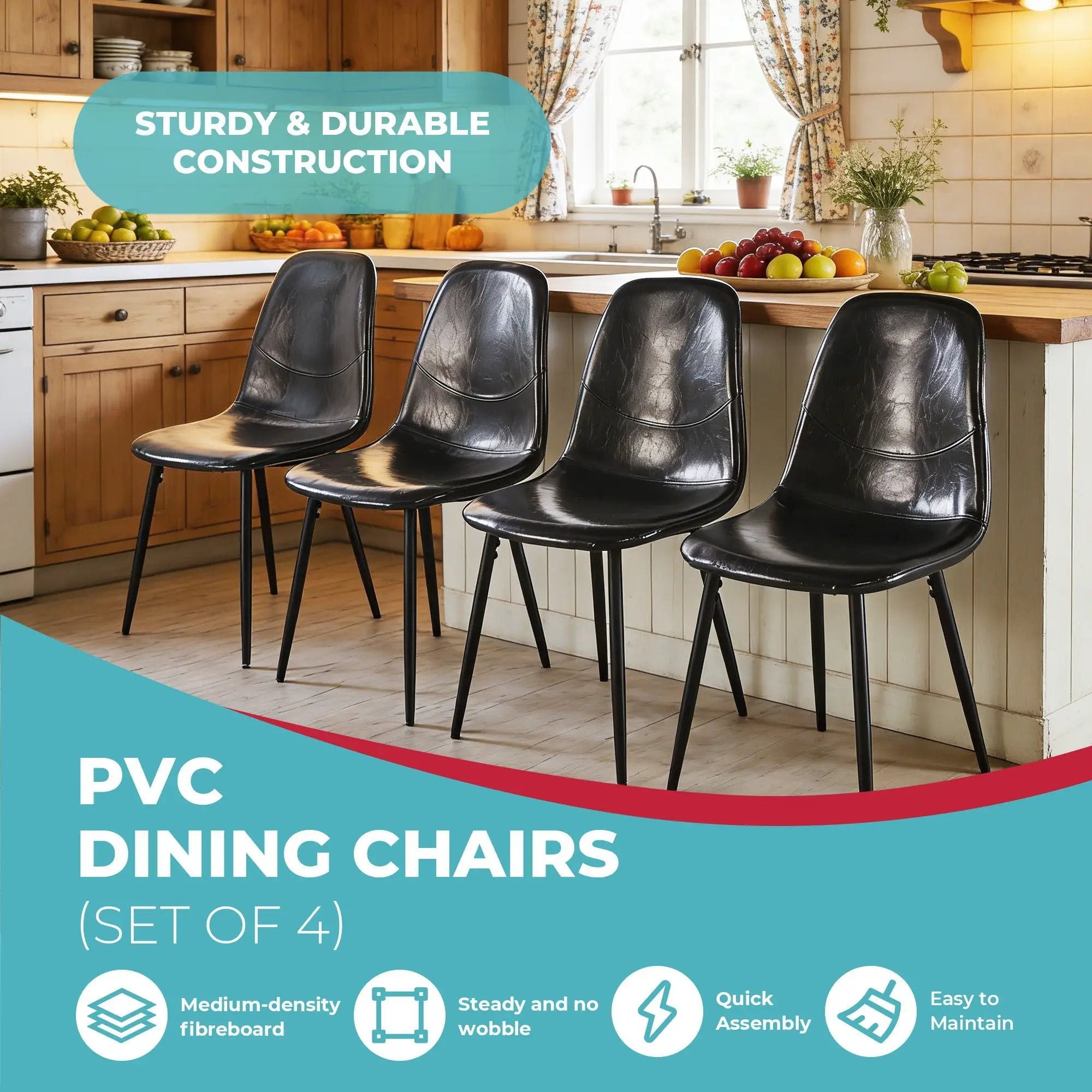 Dining Chairs (Set of 4) - Black by Unique Piece Furniture