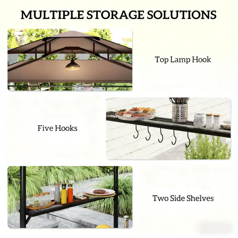 Ventilated Barbecue Gazebo Shelter with Side Awning, Shelves, and Hooks by HouseOfZazla