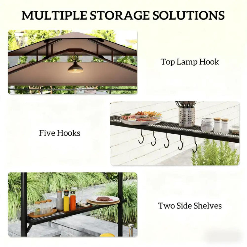 Ventilated Barbecue Gazebo Shelter with Side Awning, Shelves, and Hooks by HouseOfZazla