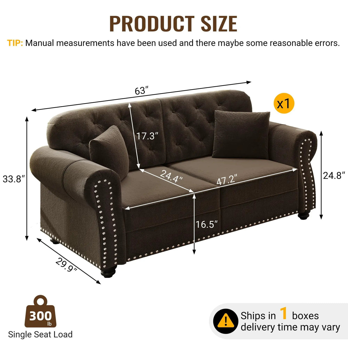 Upholstered Chesterfield Sofa With Nailhead Trim And Rolled Armrests by HouseOfZazla