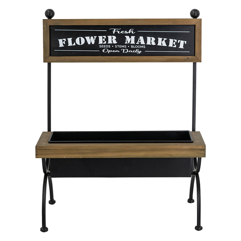 Rustic Plant Stand with Wood & Metal Construction - Brown/Black, photo 2 of 6