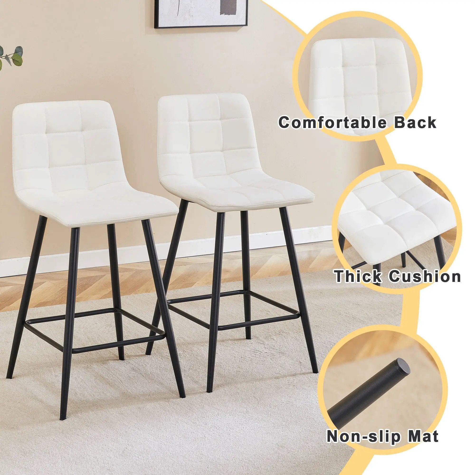 Bar Chair Set Comfortable With Metal Legs And Ergonomic Design by HouseOfZazla
