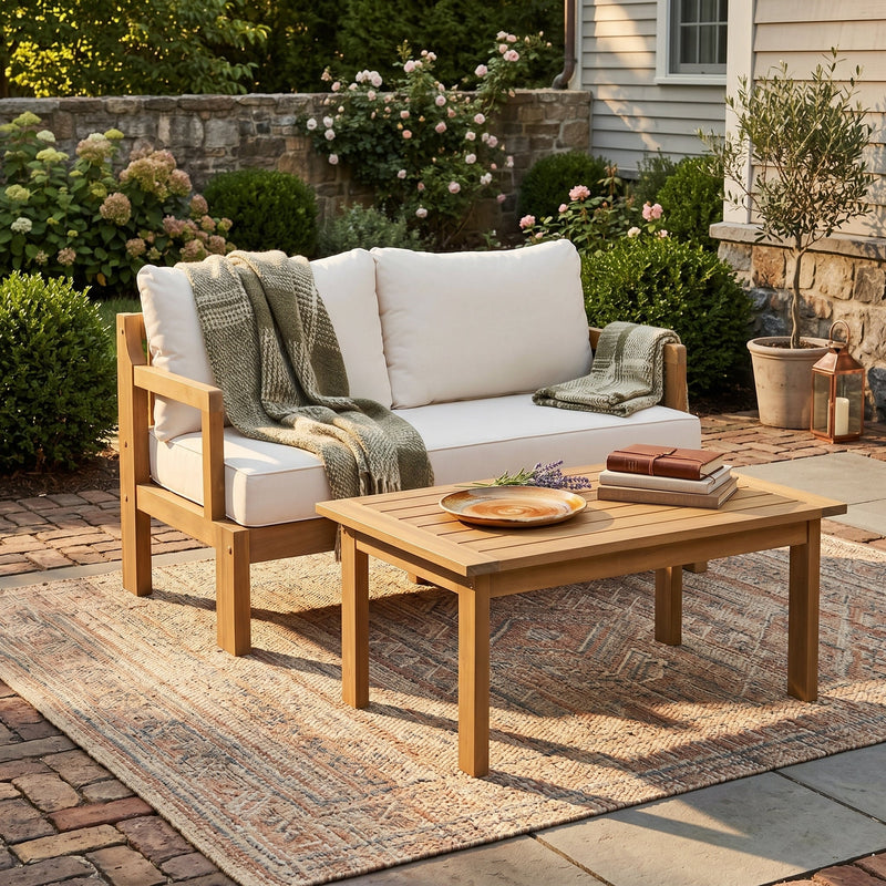 Outdoor 2-Piece Acacia Wood Patio Chat Set by HouseOfZazla