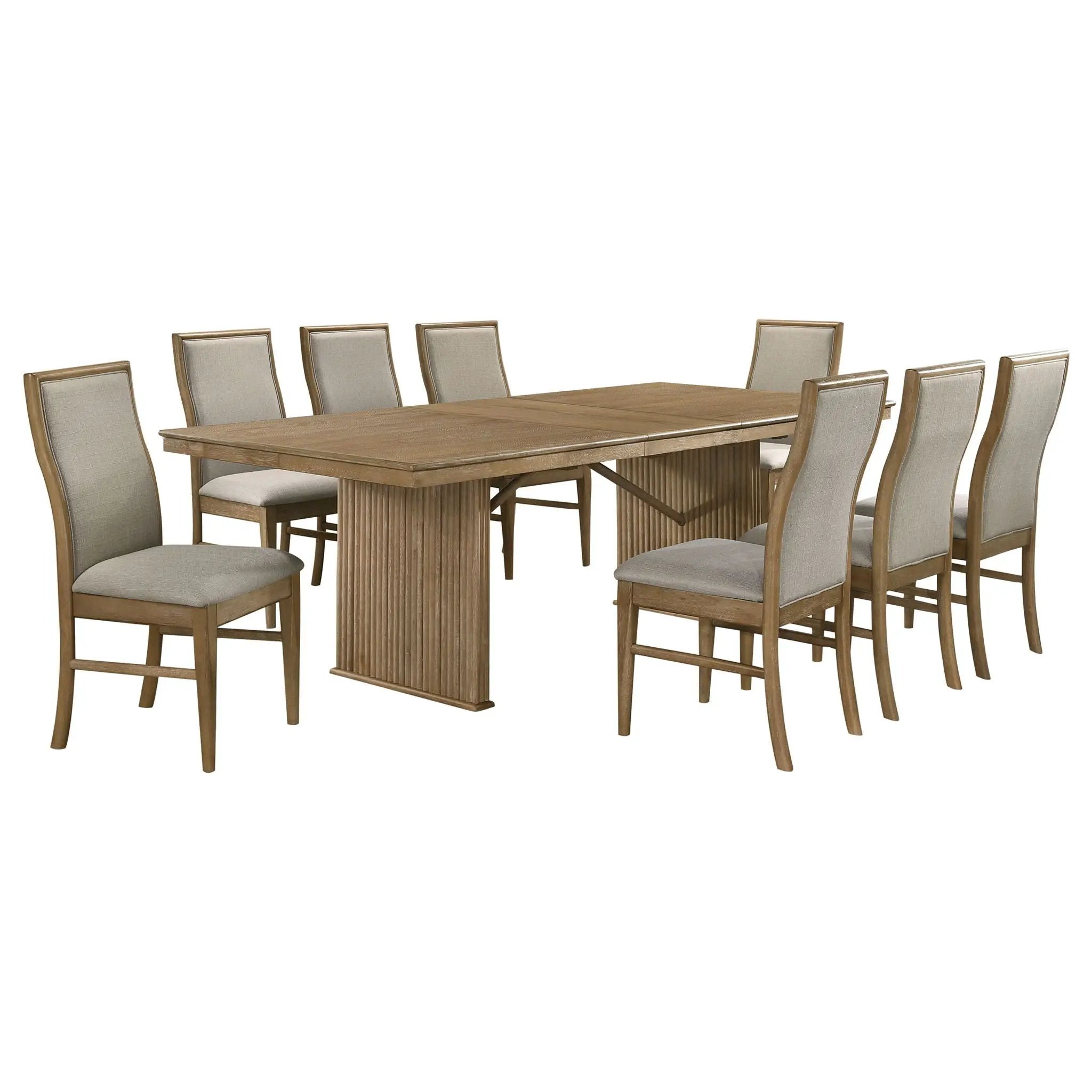 Adina 9-piece Extension Dining Set Distressed Light Brown by Unique Piece Furniture