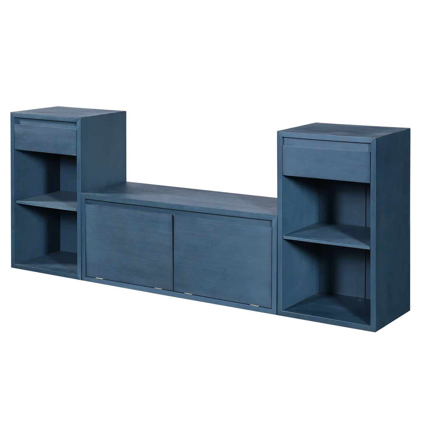 Entryway Storage Bench With Cushion, Drawers & Open Shelves by HouseOfZazla