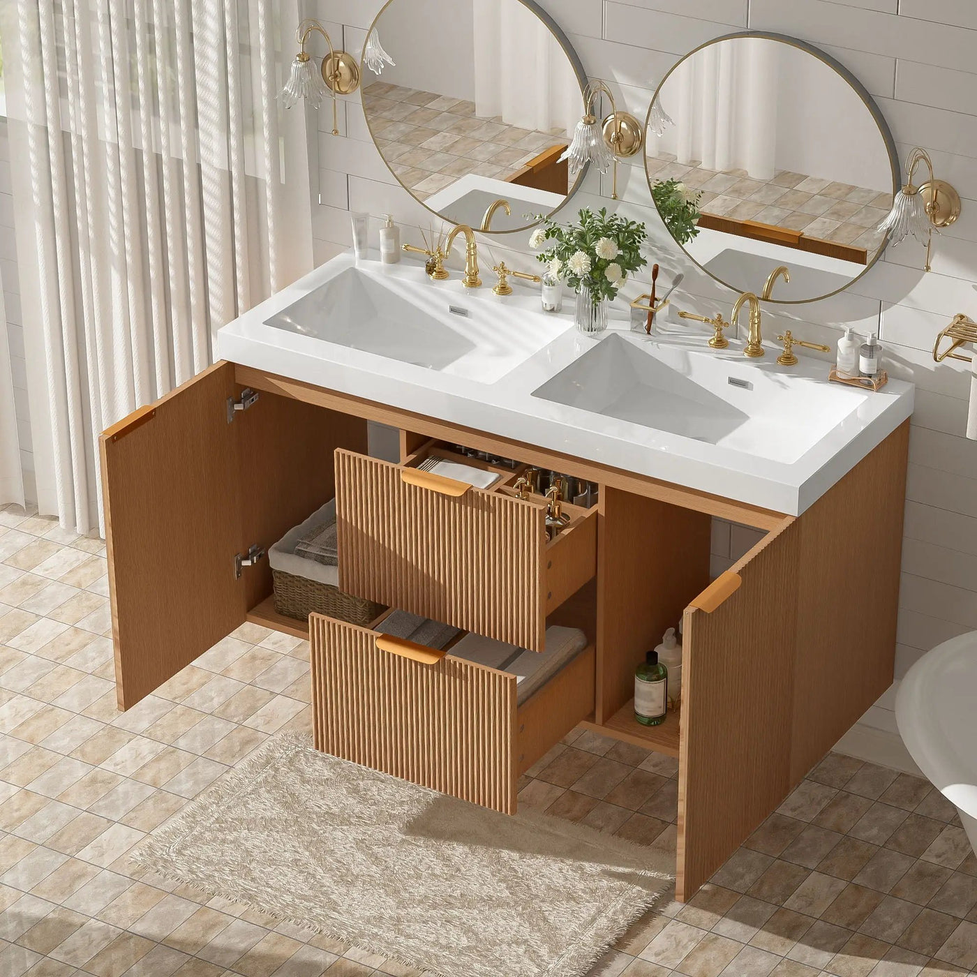 Modern Wall Mounted Bathroom Vanity, Soft Close Doors by HouseOfZazla