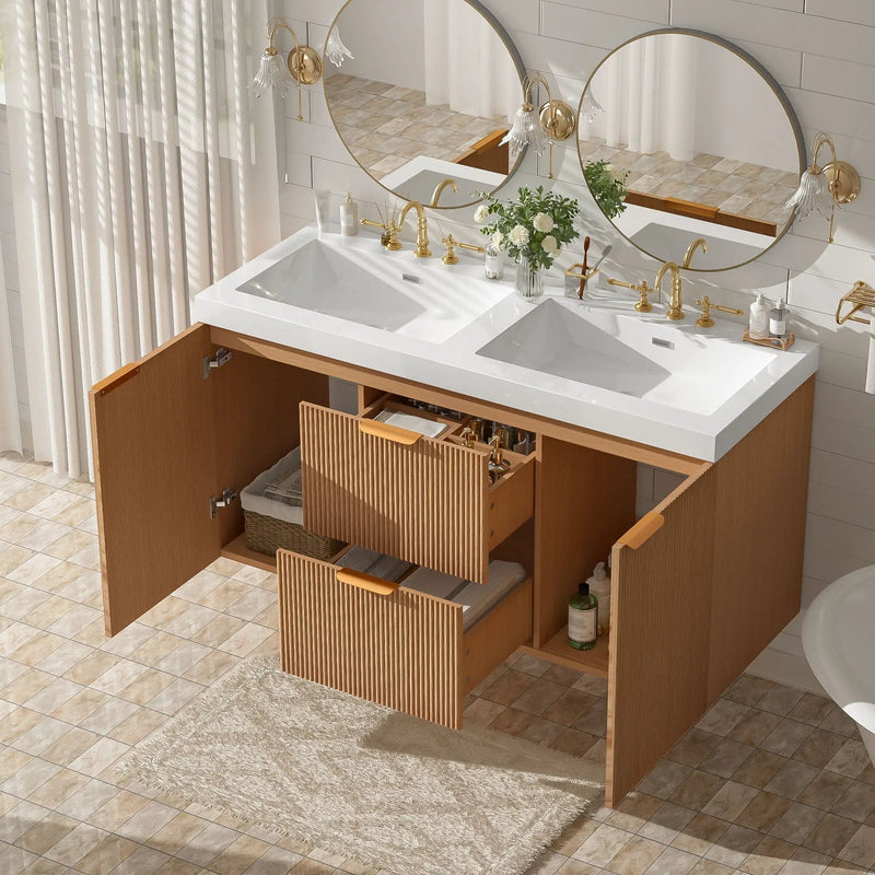 Modern Wall Mounted Bathroom Vanity, Soft Close Doors by Unique Piece Furniture