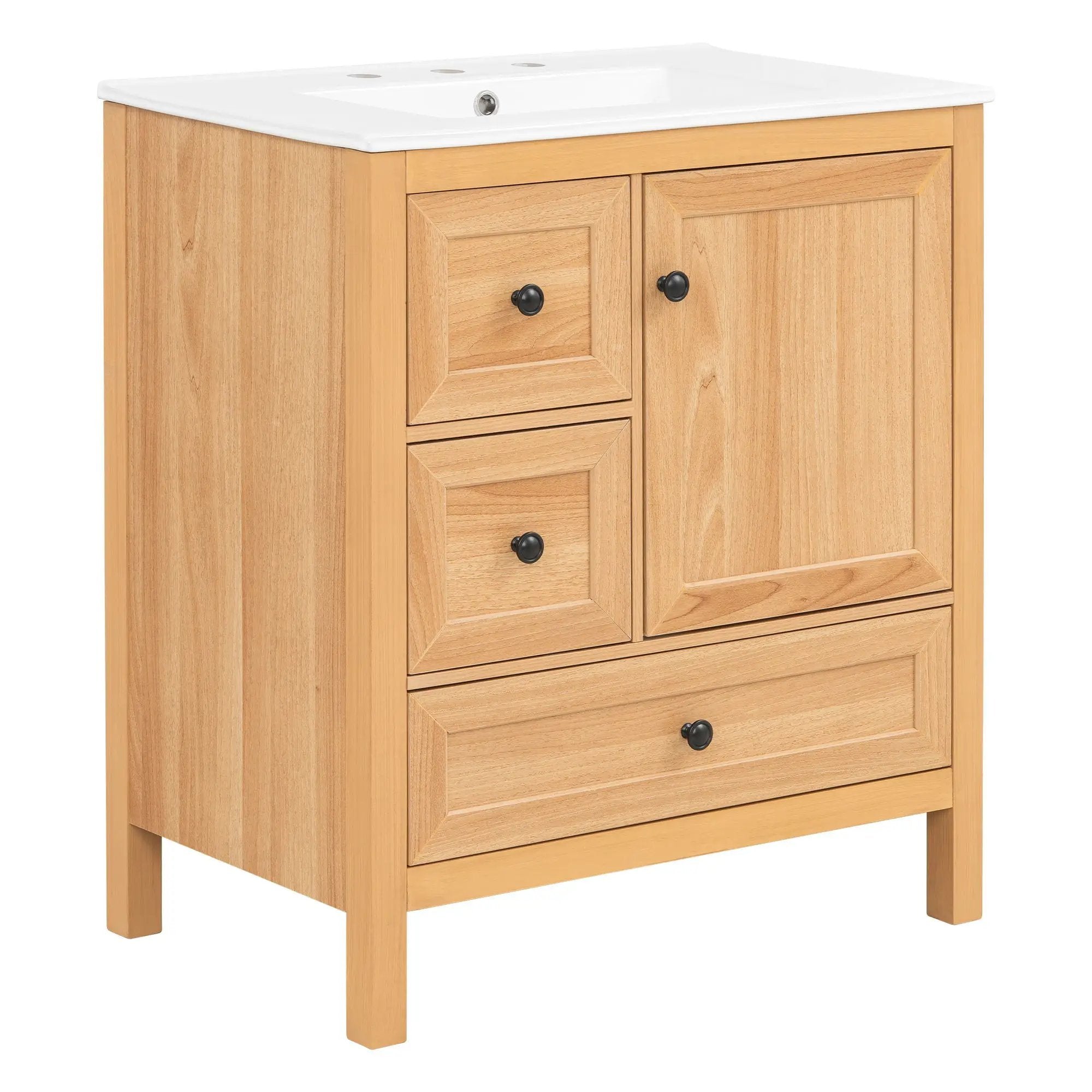 Modern Bathroom Vanity With Sink, Soft Close Drawers & Door, Storage Rack by HouseOfZazla