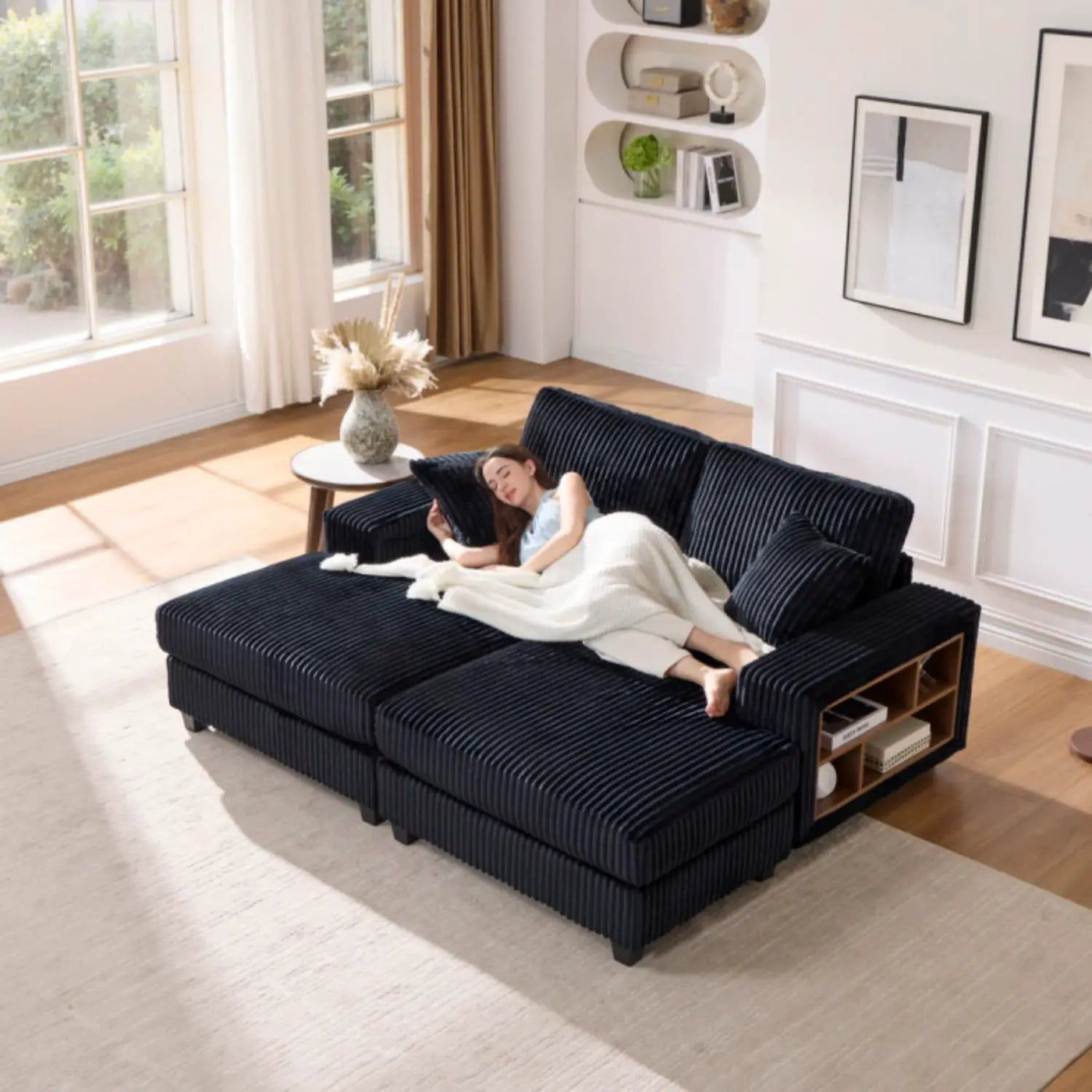 Convertible Sectional Sofa, Sleeper Oversized Living Room Lounge by Unique Piece Furniture