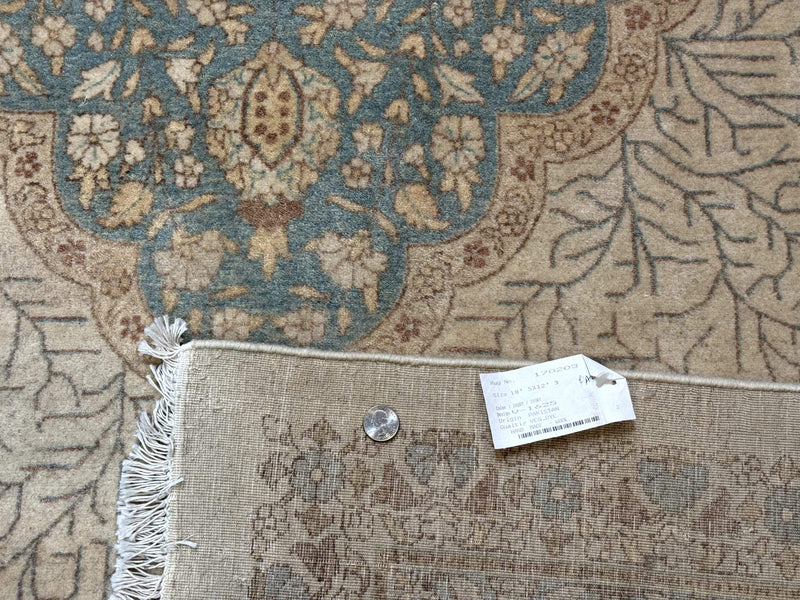 Palace Size Pak Persian Rug 12x18, Haji Jalili Design, Pakistani Carpet, Oat and Light Blue, Fine 260 KPSI by Jewel Rugs