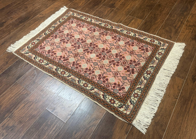 Turkish Sivas Rug 3x4, Pink, Handmade, Wool, Vintage by Jewel Rugs