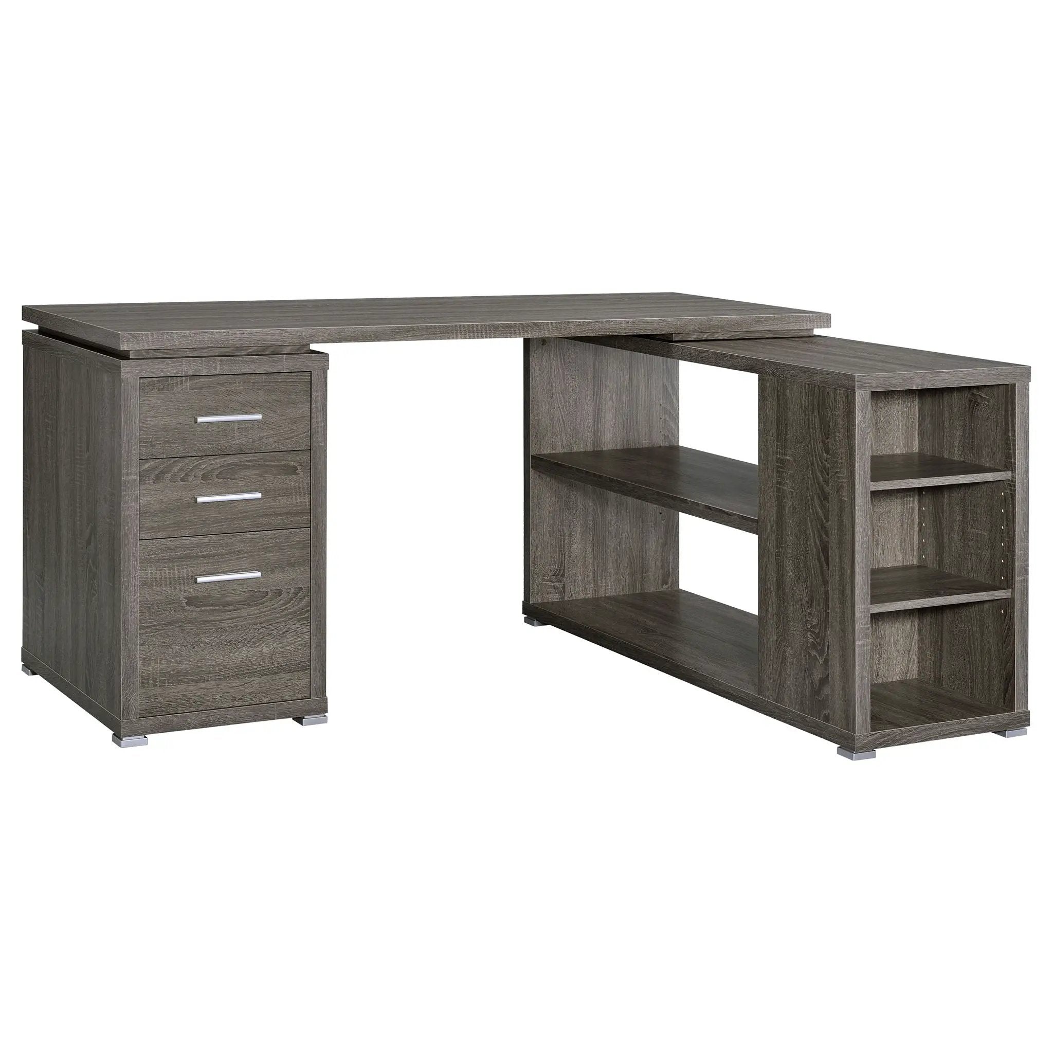 Tona - L-Shape Computer Desk With 3 Drawers And 5 Shelves by HouseOfZazla