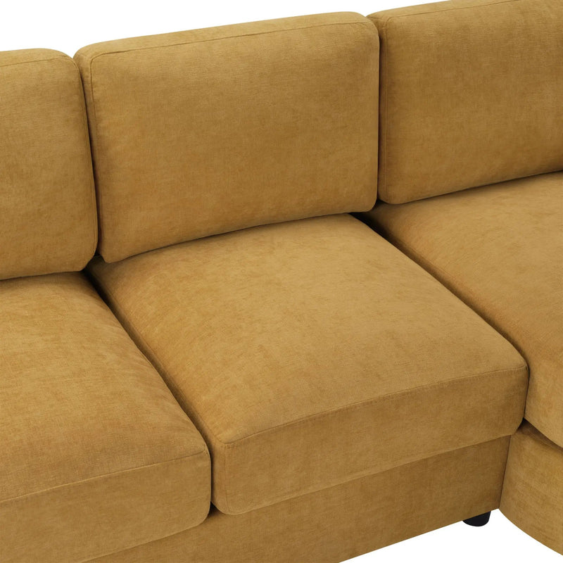 Modern L-Shaped Sectional Sofa With Curved Chaise, USB Ports, And Side Storage Pockets by HouseOfZazla