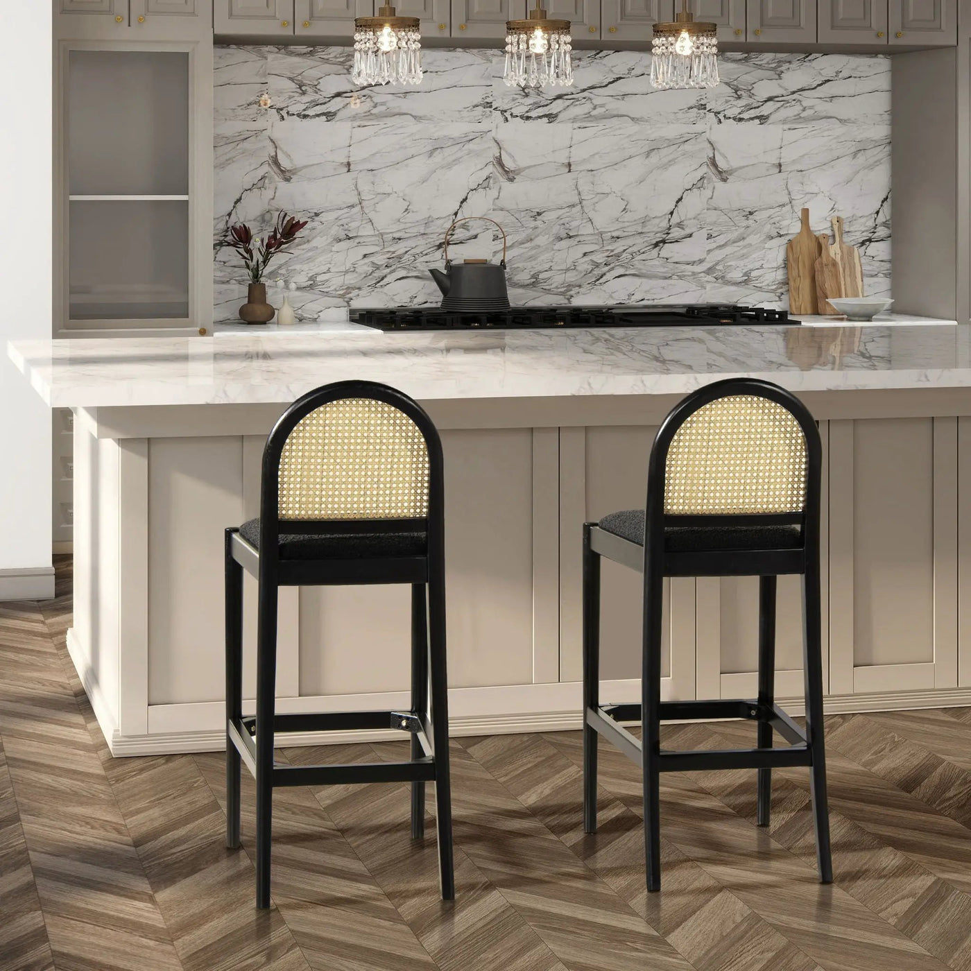 Panama - Curved Back Cane Bar Stool (Set of 2) by HouseOfZazla