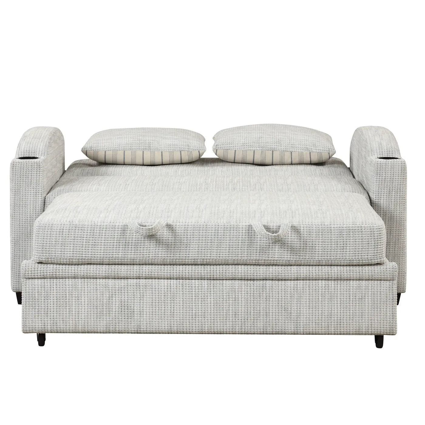 Pull Out Loveseat Sofa With Adjsutable Backrest, 2 Pillows, Cup Holders, USB Ports For Living Room by HouseOfZazla