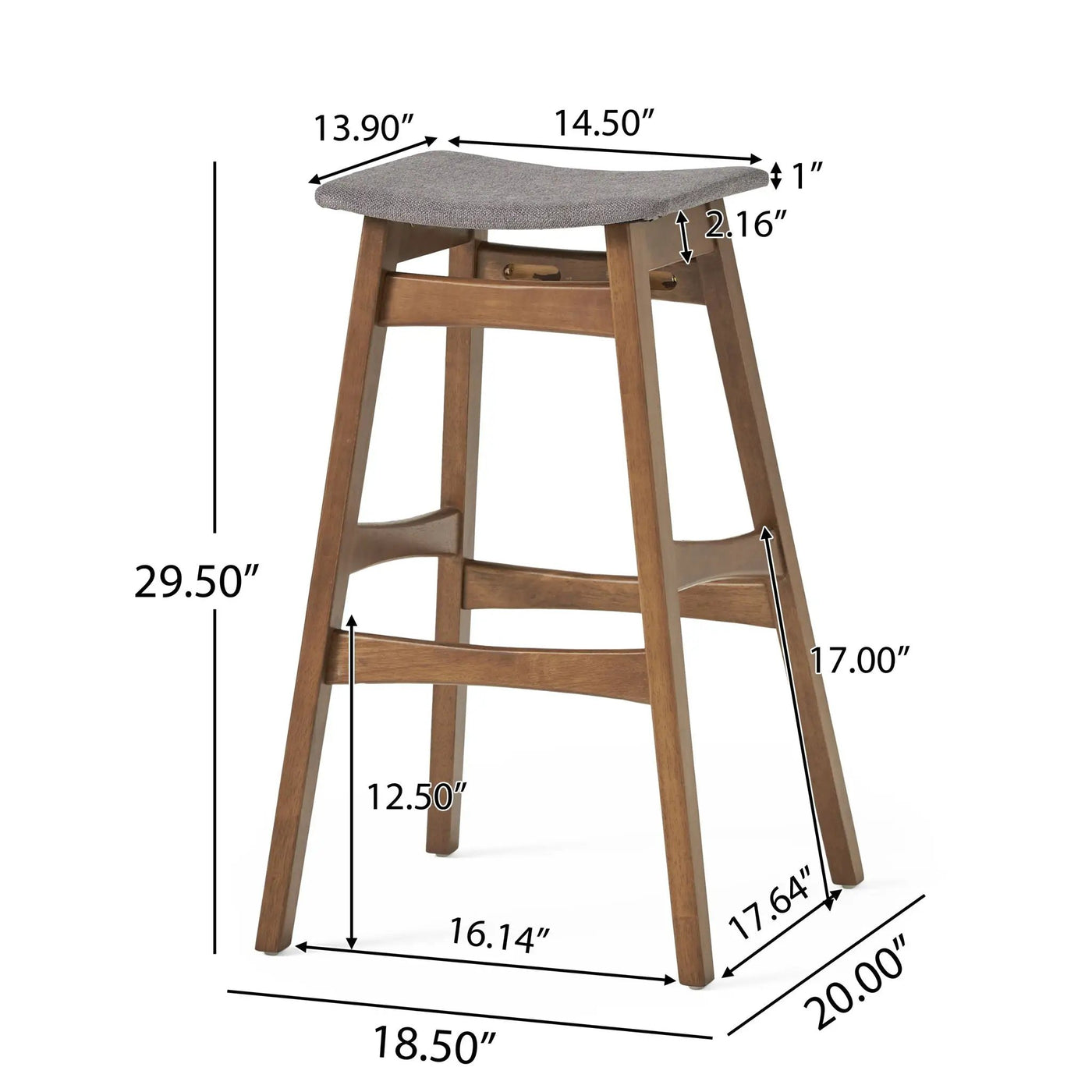 Mid Century Modern Bar Stool Set With Upholstered Seating by HouseOfZazla