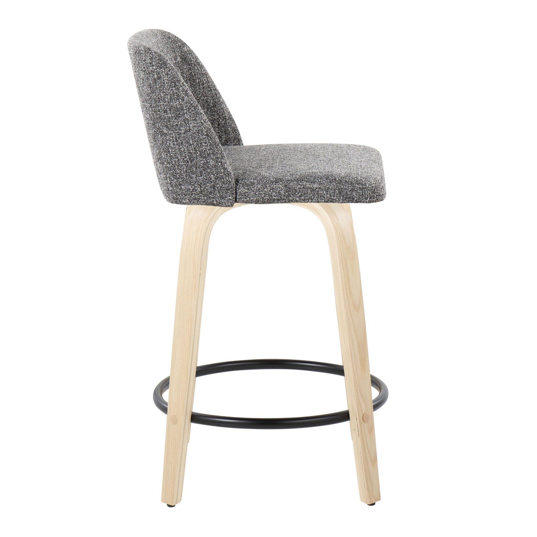 Toriano - Contemporary, Fixed Height Counter Stool With Swivel And Round Footrest (Set of 2) by HouseOfZazla