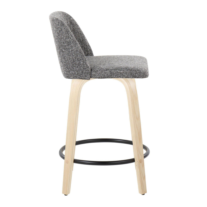 Toriano - Contemporary, Fixed Height Counter Stool With Swivel And Round Footrest (Set of 2) by HouseOfZazla