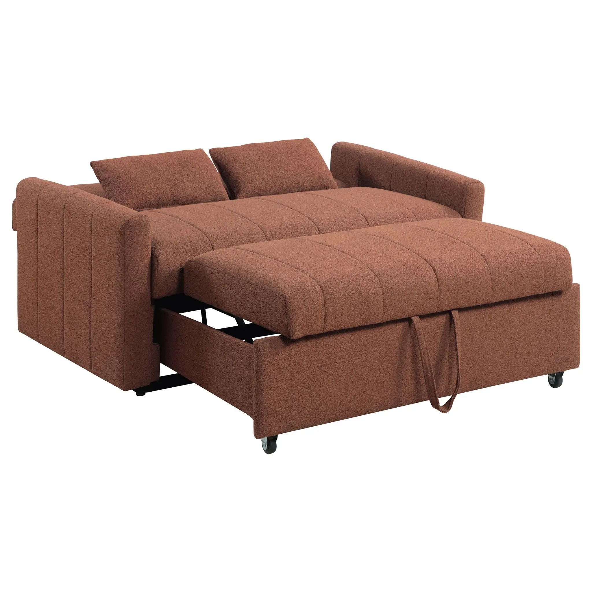 Portland Boucle Upholstered Sleeper Sofa Bed Copper by Unique Piece Furniture