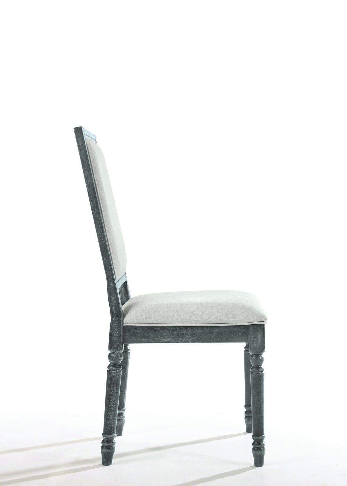 Weathered Side Chair with Cream Linen Upholstery - Cream / Gray, photo 2 of 6