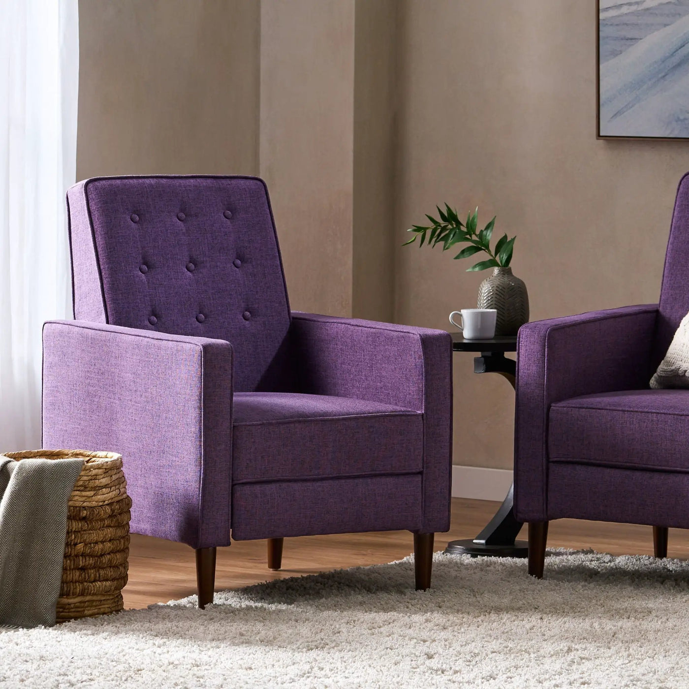 Mid-Century Modern Recliner With Button Tufted Waffle Stitch by Unique Piece Furniture