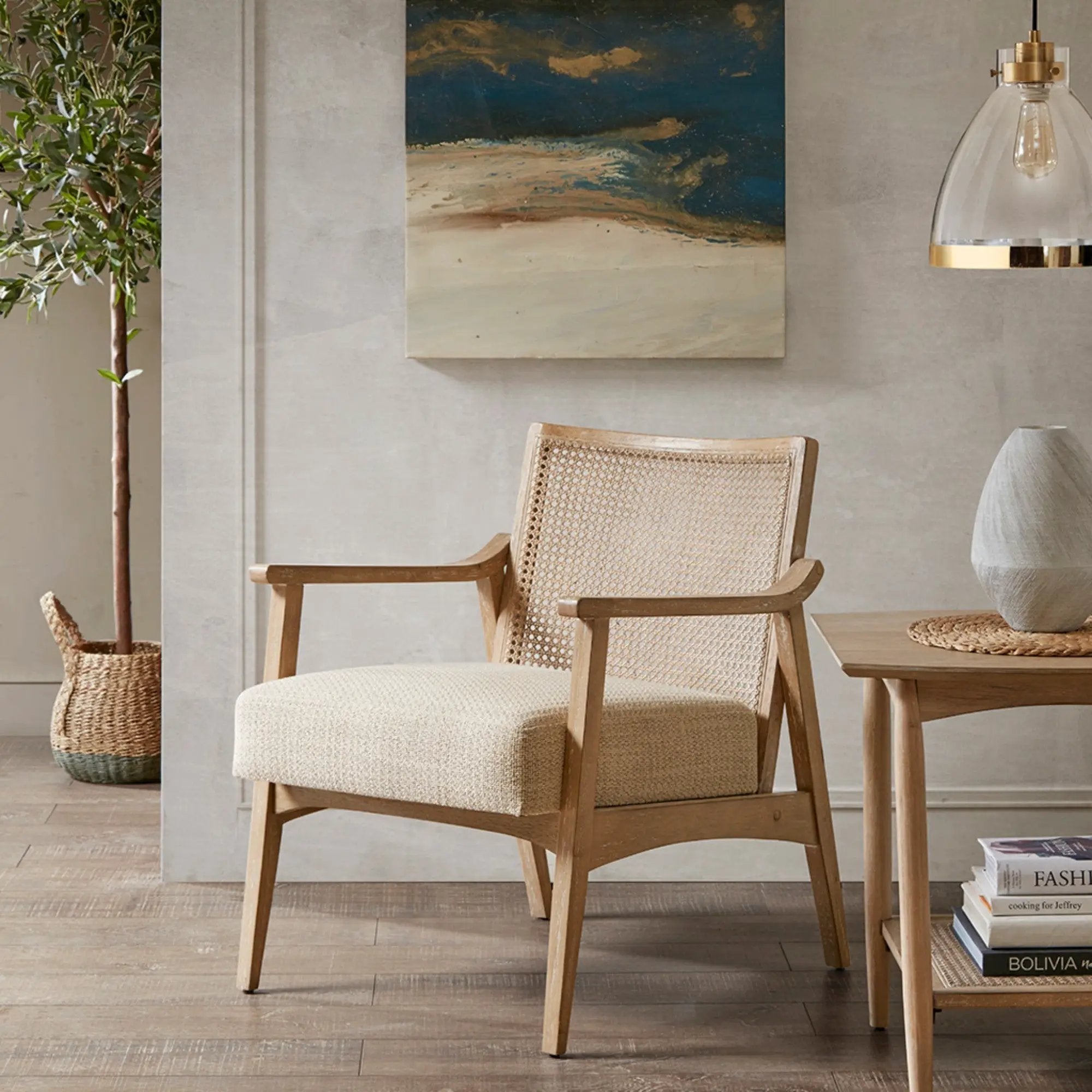 Cane Back Upholstered Accent Chair by HouseOfZazla