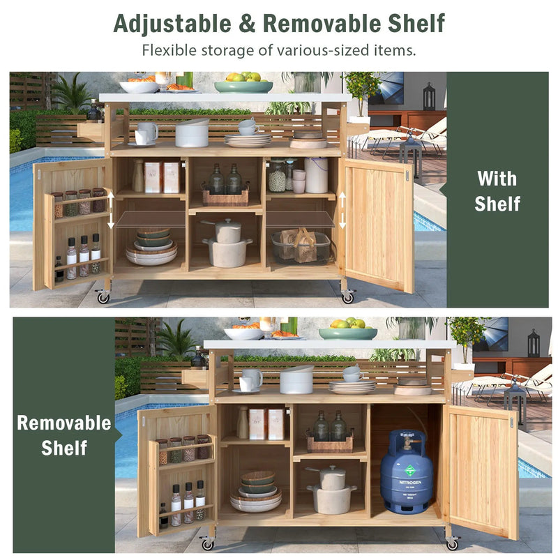 K&K Outdoor Kitchen Island, Rolling Bar Cart & Storage Cabinet by HouseOfZazla