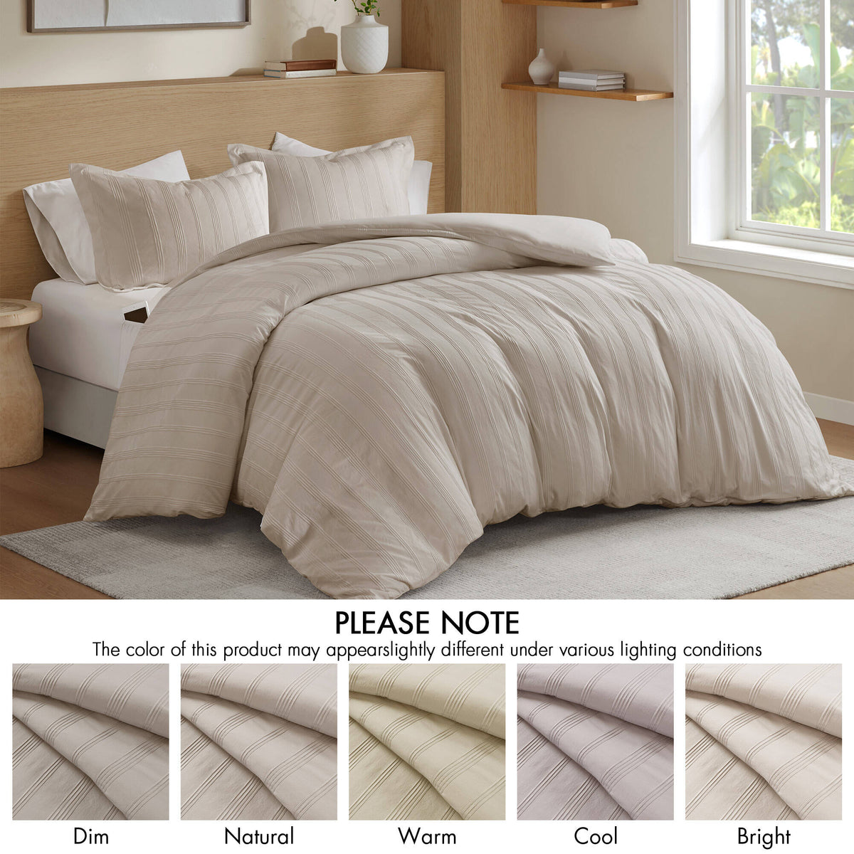 Striped Full Woven Duvet Set with 2 Pillow Shams - Full Size, photo 10 of 10