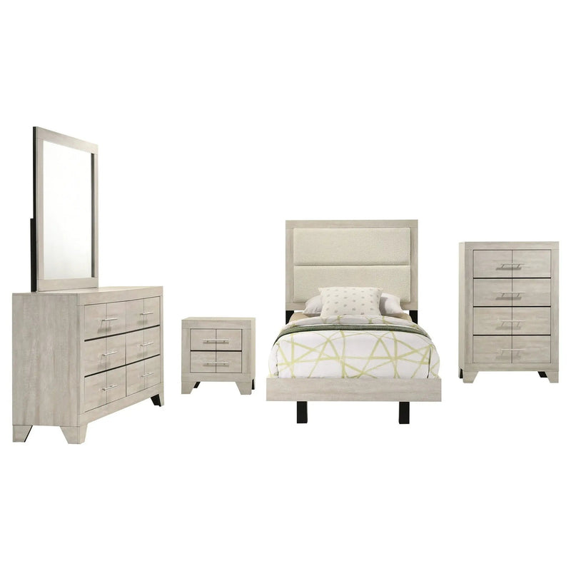 Trenton 5-piece Twin Bedroom Set Rustic Cream by Unique Piece Furniture