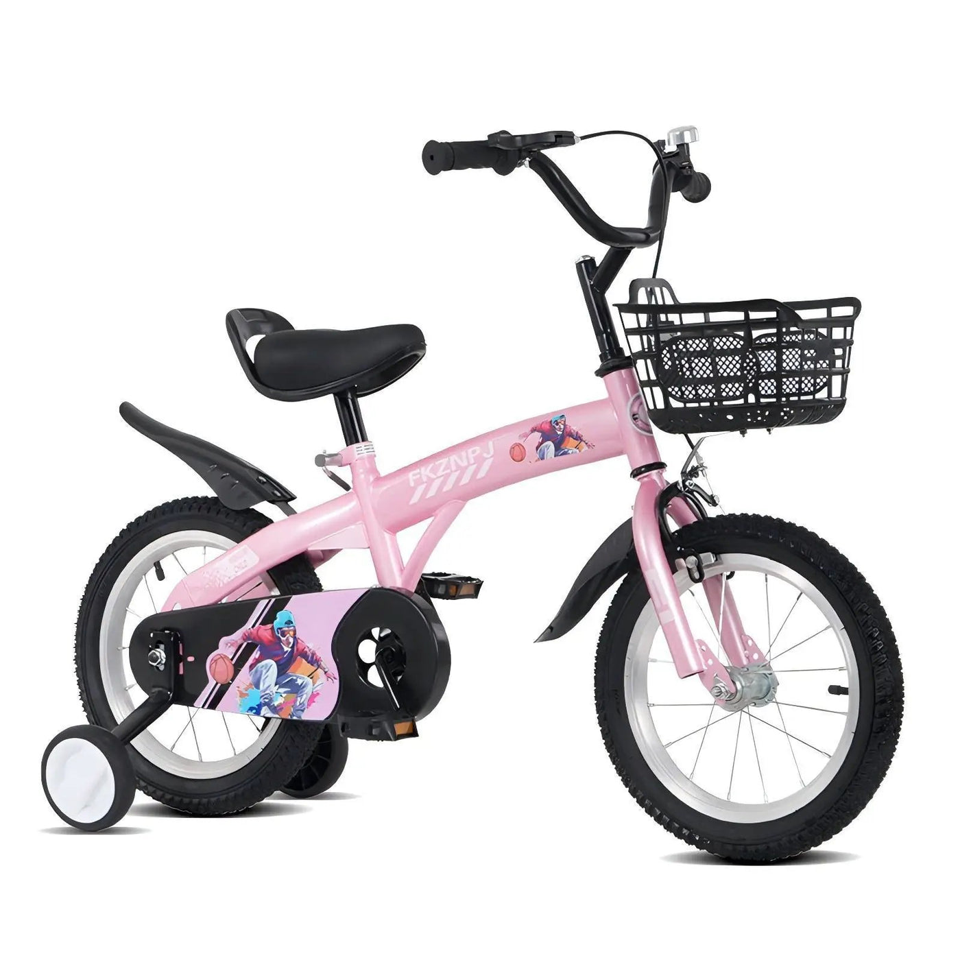 Fkznpj - 16" Sporty Kids Bike With Training Wheels And Stand Adjustable Saddle Suitable For Boys And Girls Aged 4 - 8 Years Tall Height 41 - 46" Available In A Variety Of Colors by HouseOfZazla