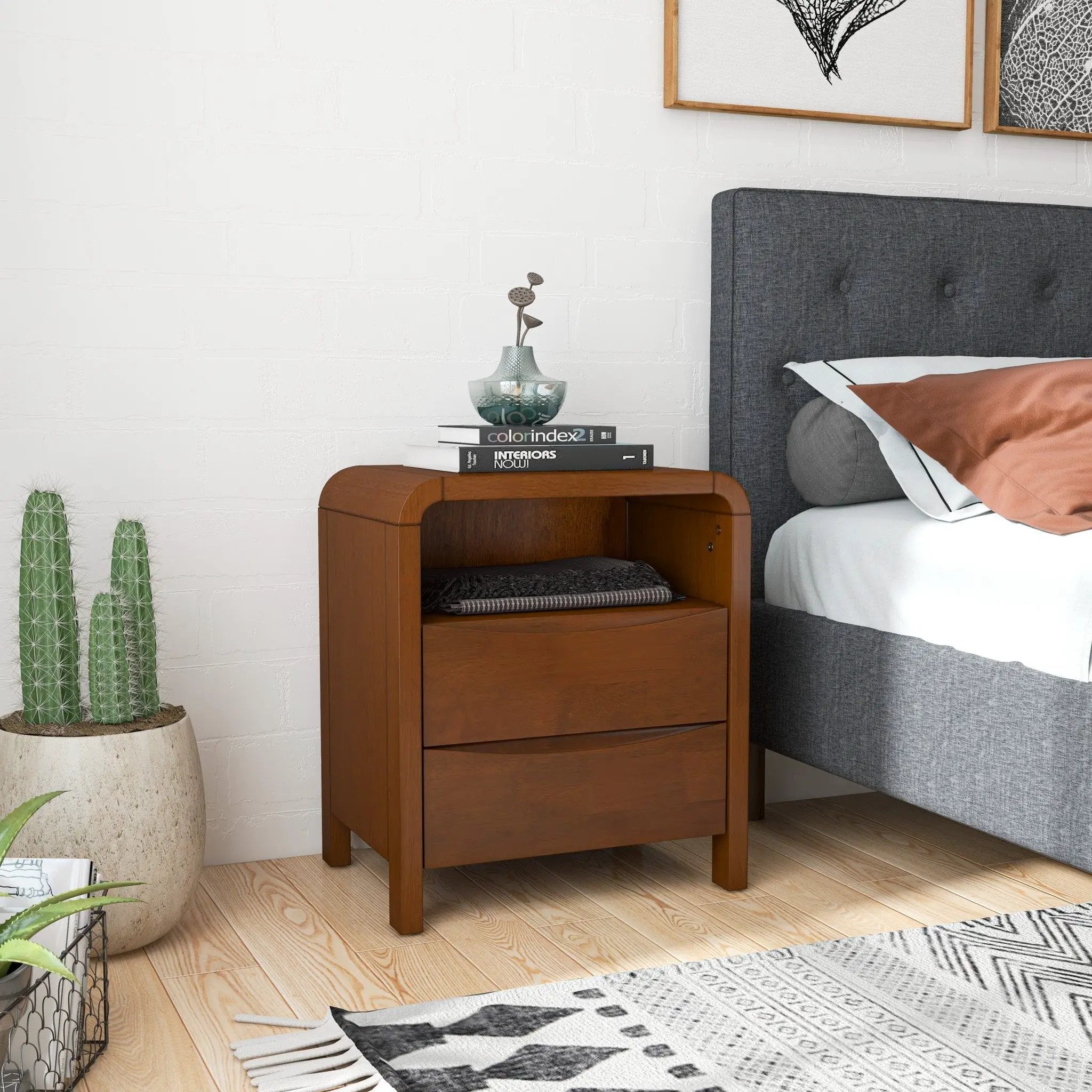Lionel - Nightstand 2 Drawer - Brown by Unique Piece Furniture