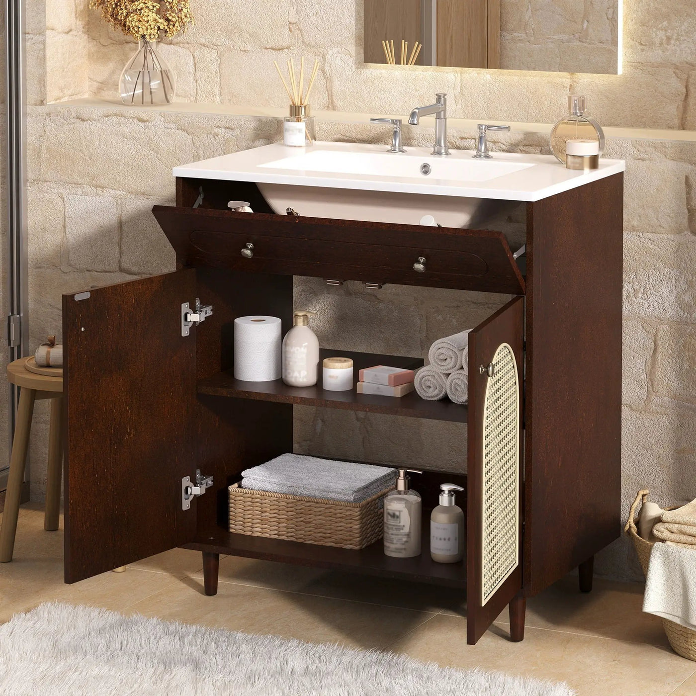 Modern Bathroom Vanity With Sink, Cabinet With Adjustable Shelf by HouseOfZazla