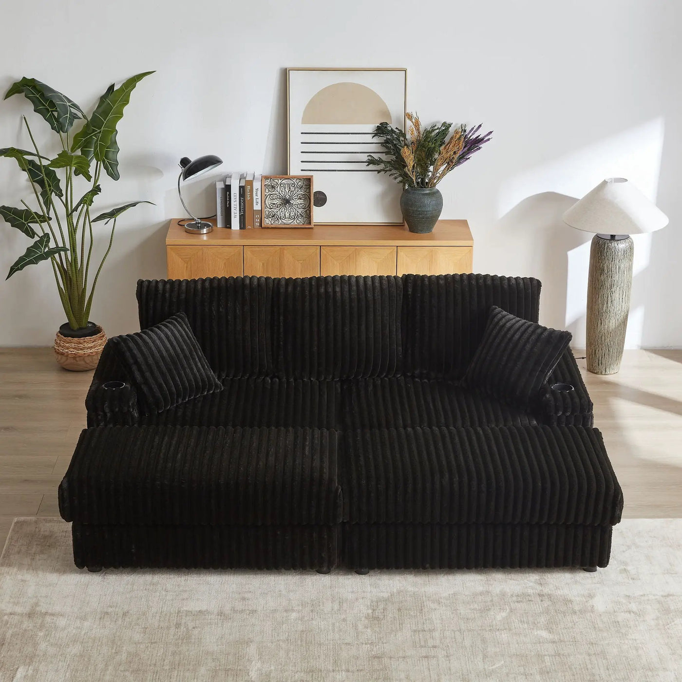 3 Seater Sofa With 2 Ottomans For Living Room by HouseOfZazla